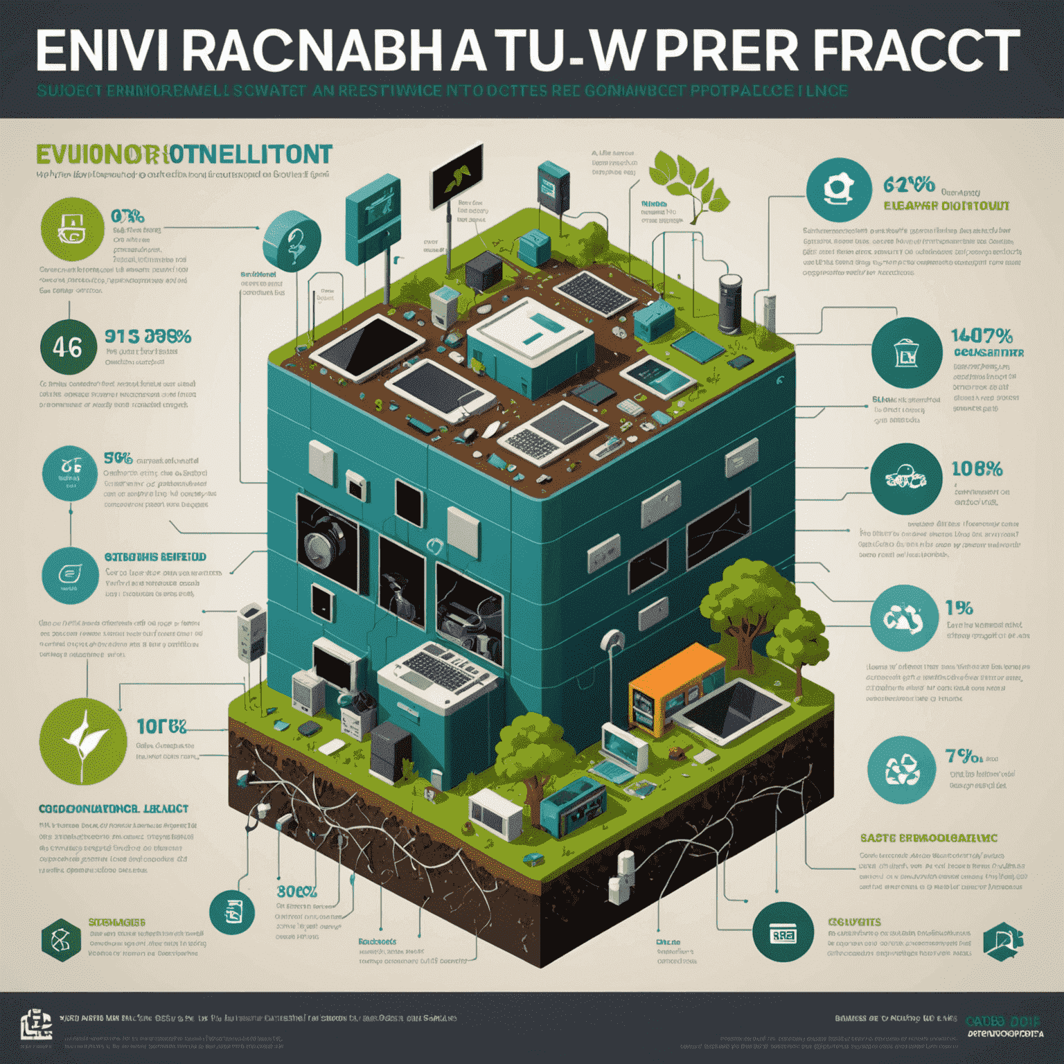 Infographic showing the environmental impact of e-waste, including soil contamination, water pollution, and air quality degradation