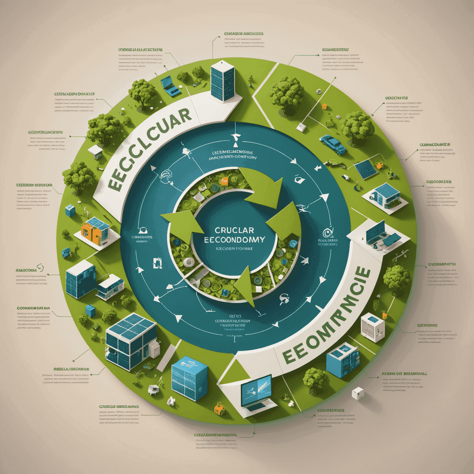 Diagram illustrating a circular economy model for electronics, showing the cycle of production, consumption, repair, and recycling